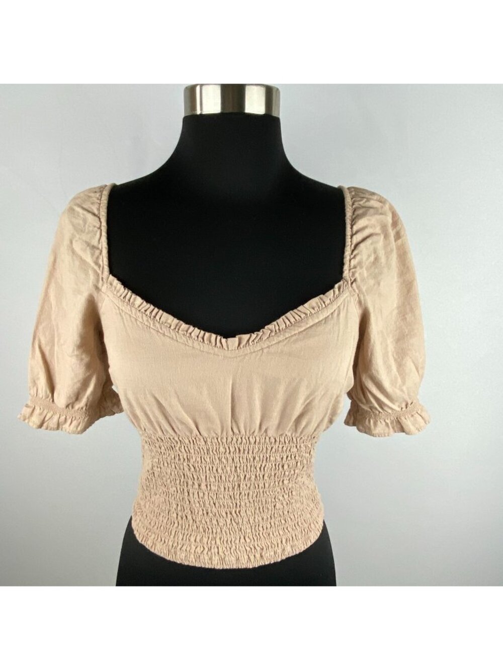 Abercrombie & Fitch Womens Smocked Bodice V-Neck Ruffle Sleeves Teen XS